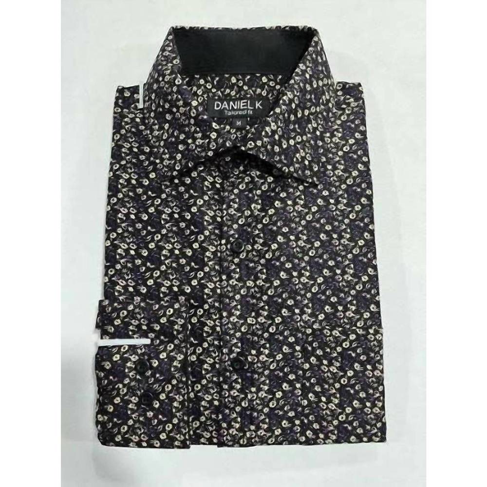 NEW DANIEL K men's long sleeves dress shirt in black floral